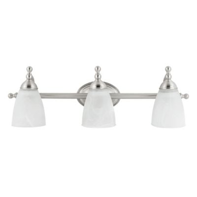 Globe Electric Diana 3-Light Vanity Fixture in Satin Nickel/Alabaster - Bed Bath & Beyond